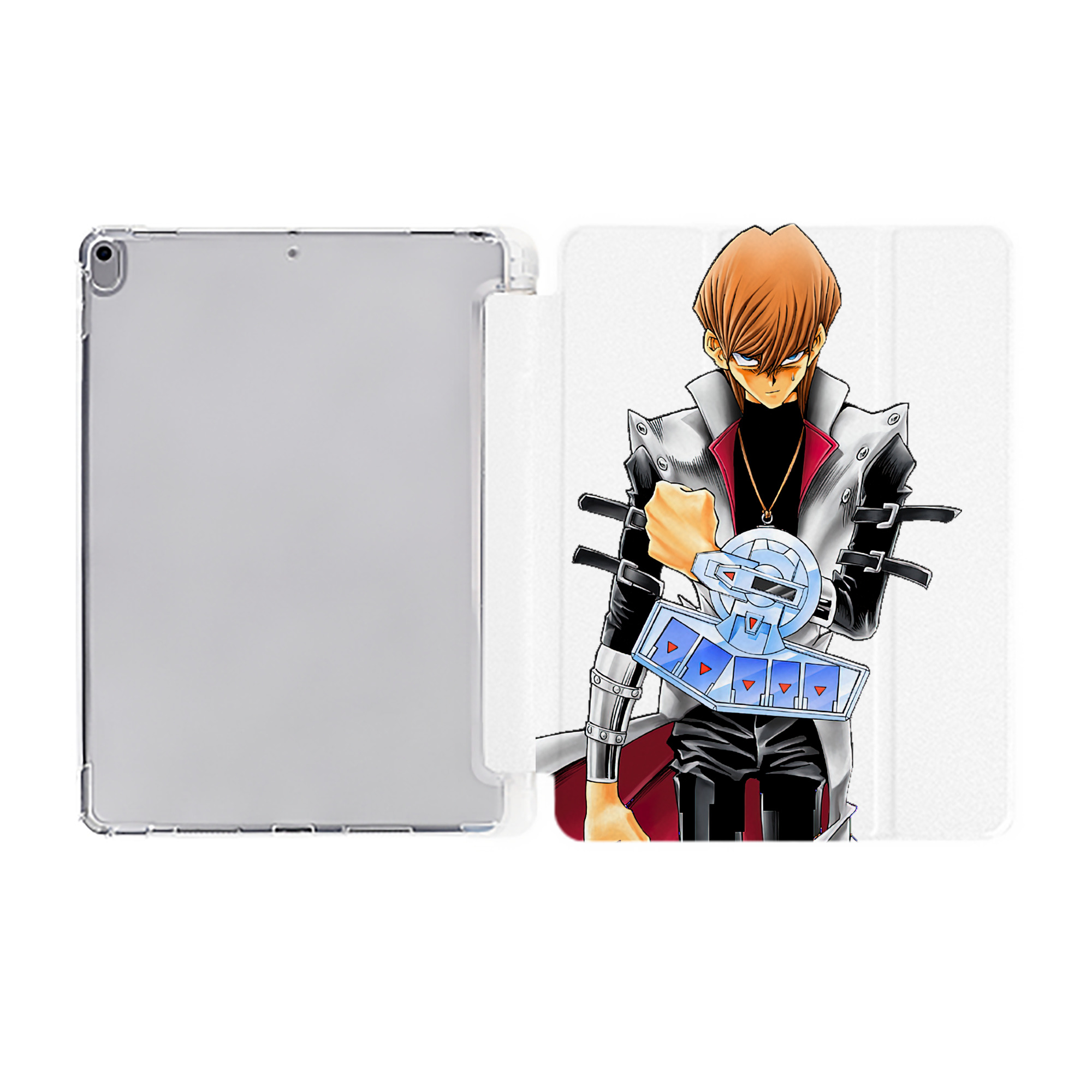 （画像用） 遊☆戯☆王 Yu-Gi-Oh! IPad ケース ペン収納付き 三つ折りスタンド PUレザー×シリコン 対応機種9.5/10.5/10.9インチ